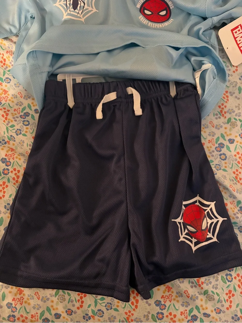 Marvel Light Blue Spider-Man Short Sleeve Tee and shorts
